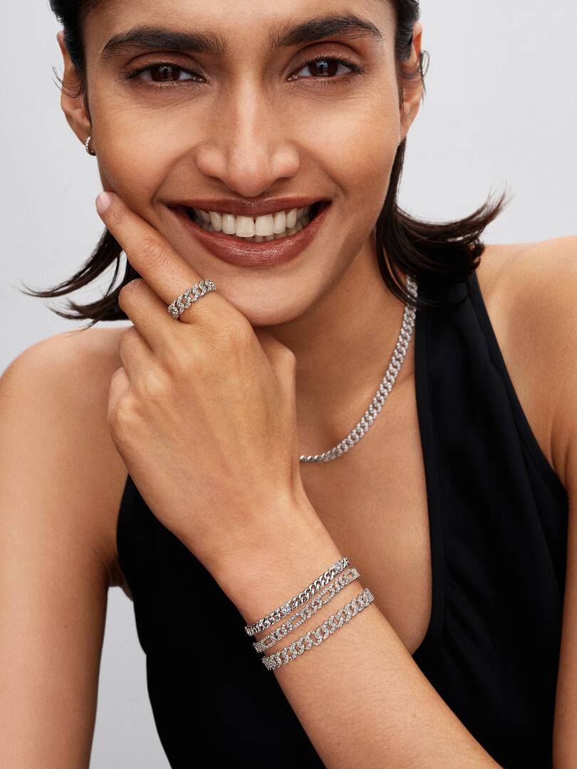 Bracciale Catena Maglia Cubana Pavè