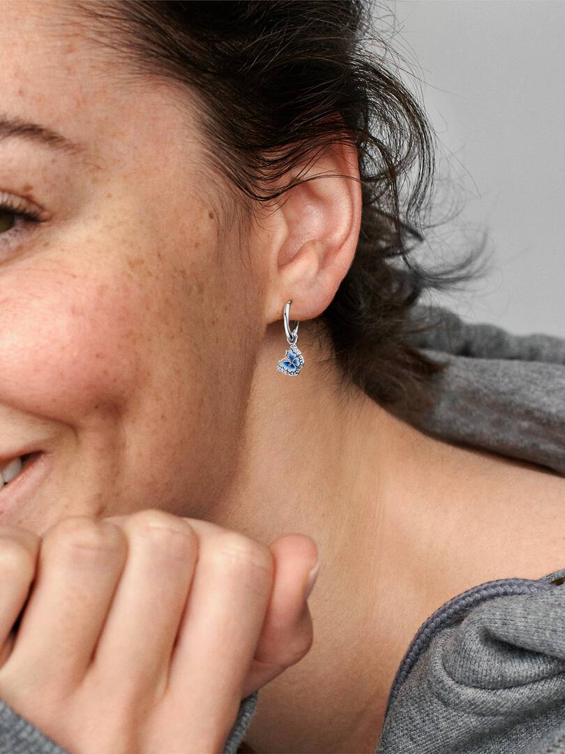 Orecchini Cerchi Farfalla Blu