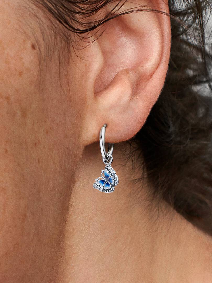 Orecchini Cerchi Farfalla Blu