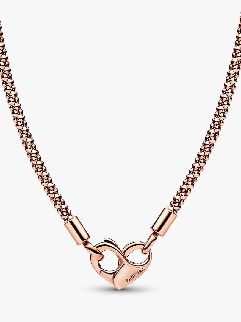 Collana Maglia Geometrica con Chiusura Moschettone a Cuore