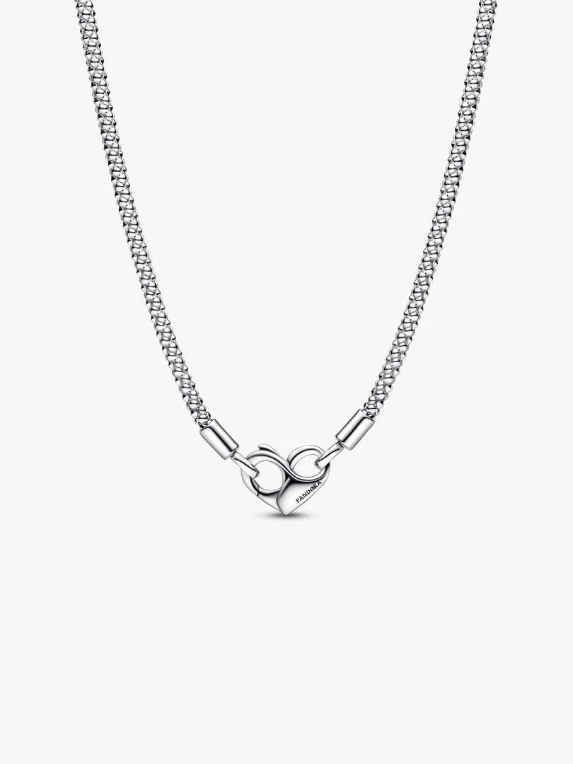 Collana Maglia Geometrica con Chiusura Moschettone a Cuore