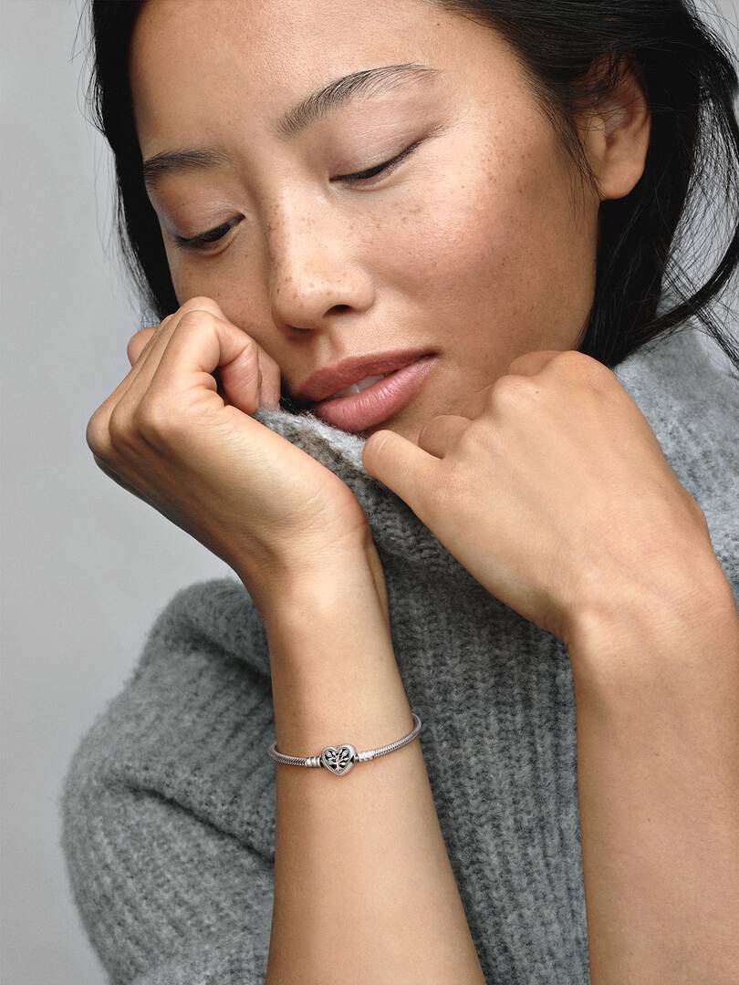 Bracciale Moments con Chiusura a Cuore albero della Famiglia