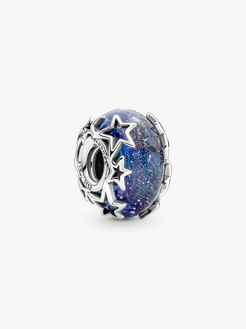 Charm Vetro di Murano Blu con Stelle