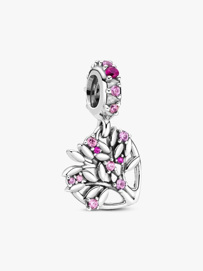 Charm Pendente Albero della famiglia Pietre rosa