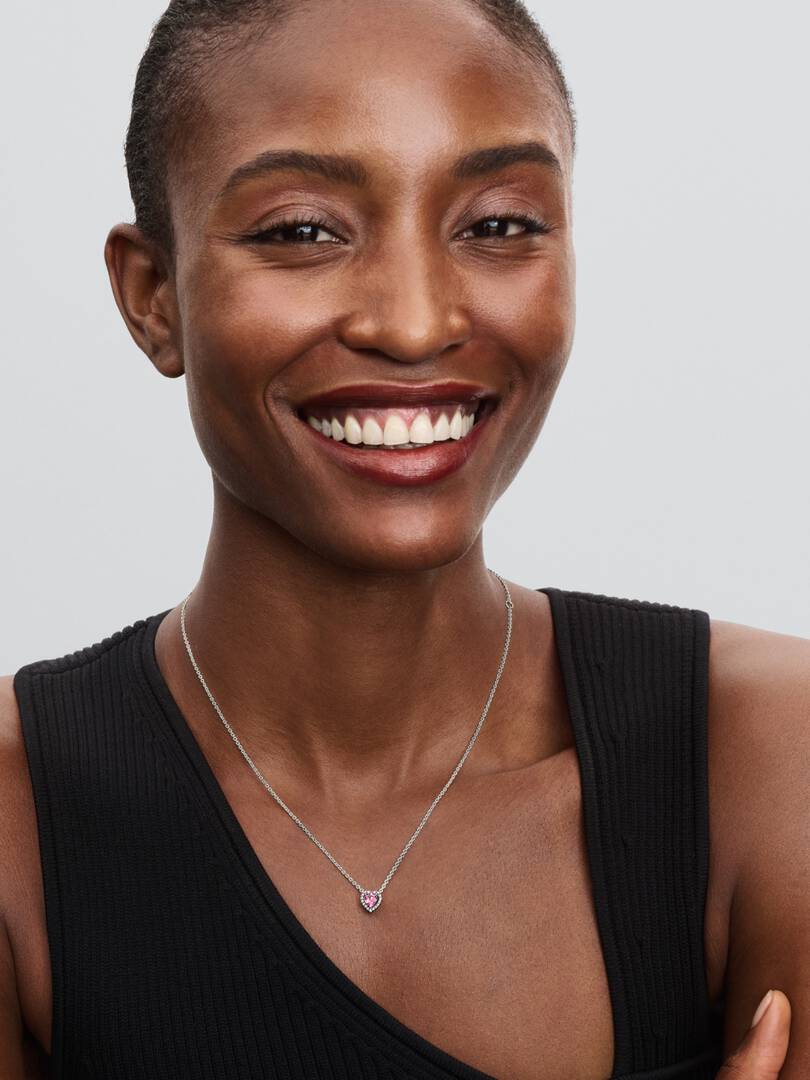 Collana Cuore in Rilievo Rosa