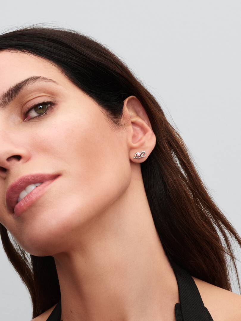 Orecchini Legame infinito con Perla Rosa Artificiale