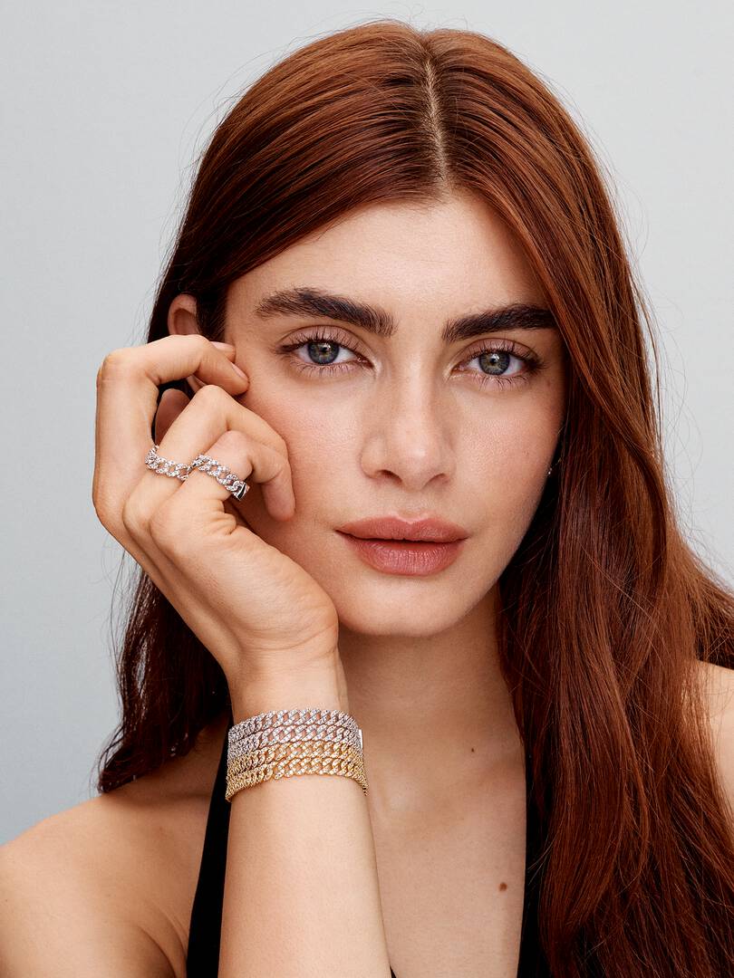 Bracciale Catena Maglia Cubana Pavè