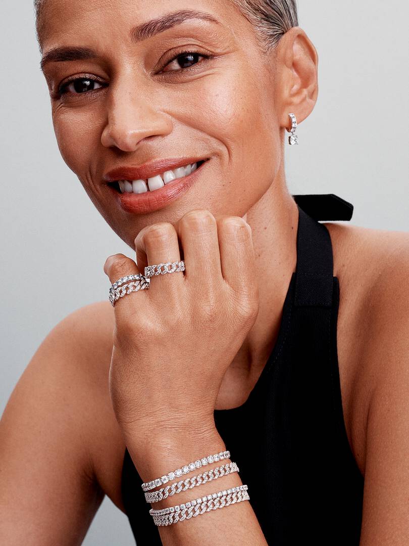 Bracciale Catena Maglia Cubana Pavè