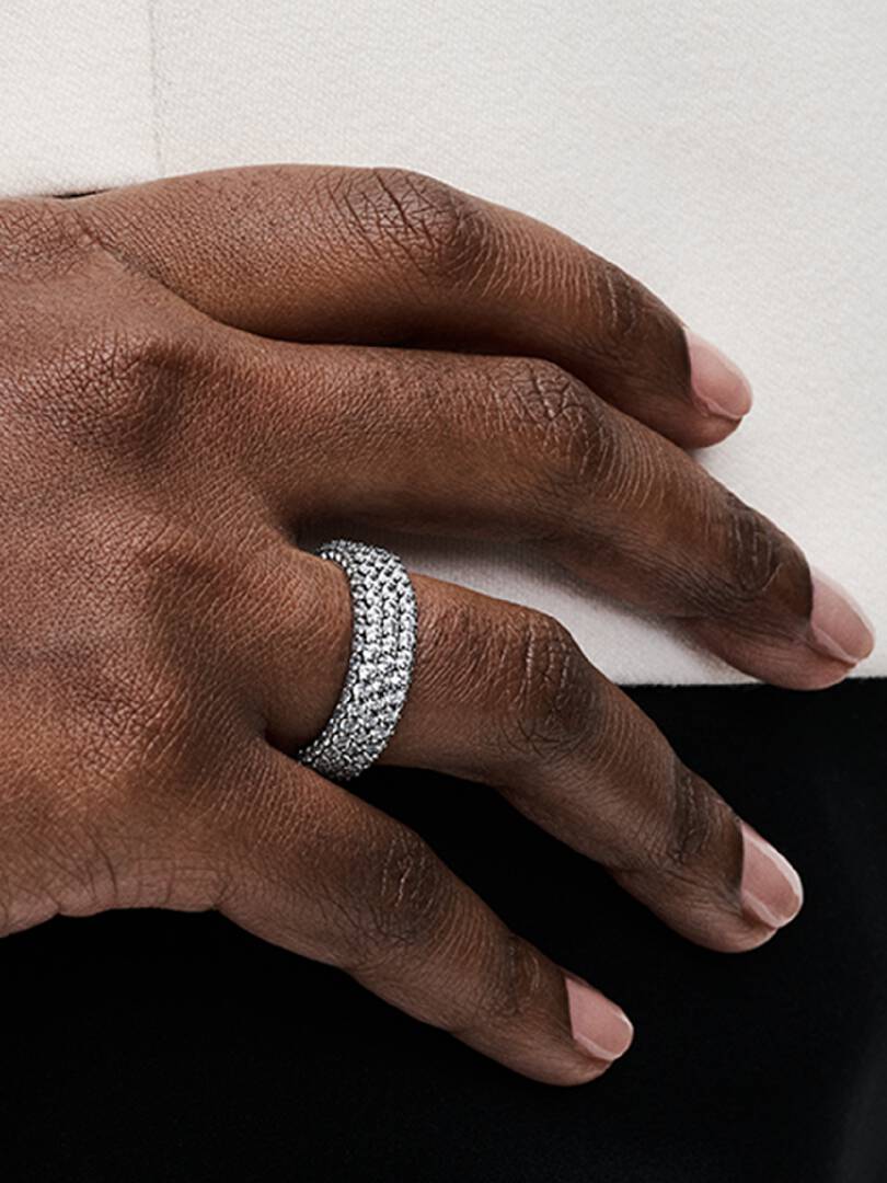 Anello Pavè Fascia Tripla