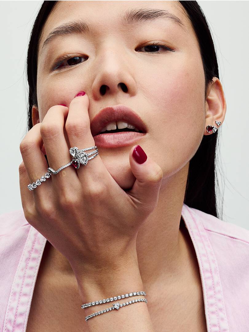 Bracciale Tennis con Cuore Rosso